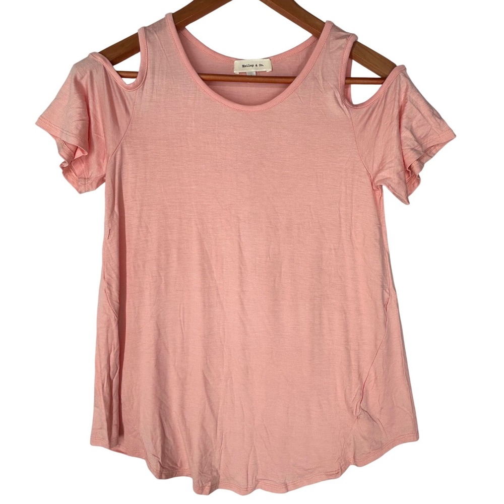 Hailey & Co Soft Pink Cold Shoulder Short-Sleeved Blouse Women's Size Med NWOT